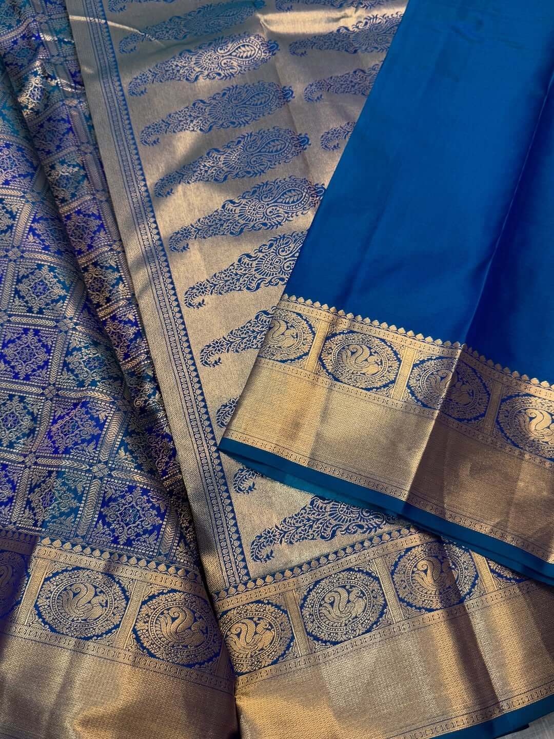 Trendy Blue Soft Banarasi Silk Saree With Super extravagant Blouse Piece