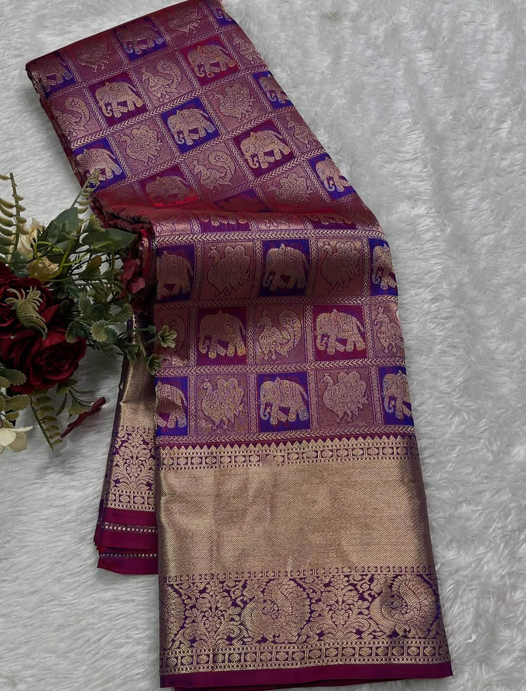 Panoply Purple Soft Banarasi Silk Saree With Delightful Blouse Piece