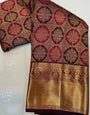 Nebula Purple Pure Zari Weaving Banarasi Silk Saree With Redolent Blouse Piece