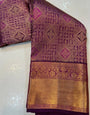 Sizzling Purple Pure Zari Weaving Banarasi Silk Saree With Sophisticated Blouse Piece