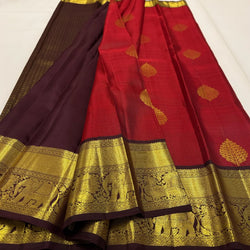 Pulsating Red Pure Zari Weaving Banarasi Silk Saree With Fragrant Blouse Piece