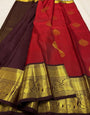 Pulsating Red Pure Zari Weaving Banarasi Silk Saree With Fragrant Blouse Piece