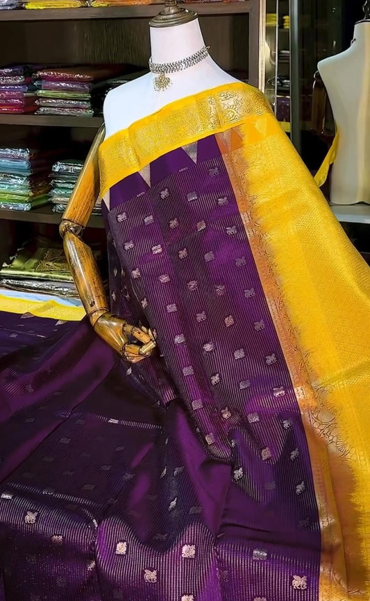 Scrupulous Purple Pure Zari Weaving Banarasi Silk Saree With Beauteous Blouse Piece