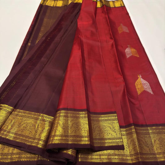 Angelic Red Pure Zari Weaving Banarasi Silk Saree With Excellent Blouse Piece