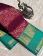 Cynosure Purple Pure Zari Weaving Banarasi Silk Saree With Enthralling Blouse Piece
