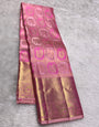 Zephyr Pink Pure Zari Weaving Banarasi Silk Saree With Traditional Blouse Piece