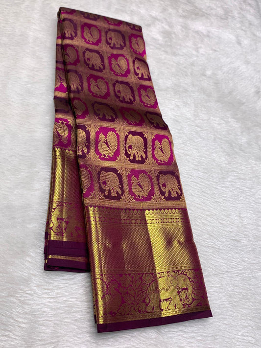 Bewitching Purple Pure Zari Weaving Banarasi Silk Saree With Pretty Blouse Piece