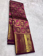 Bewitching Purple Pure Zari Weaving Banarasi Silk Saree With Pretty Blouse Piece