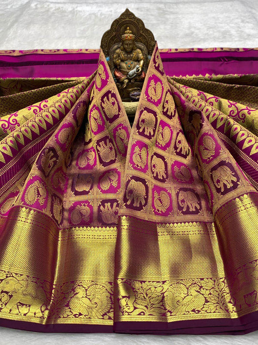 Bewitching Purple Pure Zari Weaving Banarasi Silk Saree With Pretty Blouse Piece