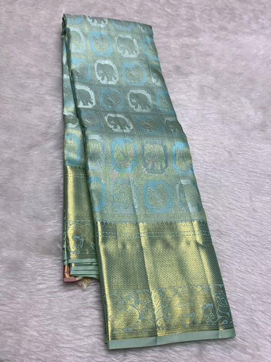 Phenomenal Sky Pure Zari Weaving Banarasi Silk Saree With Proficient Blouse Piece