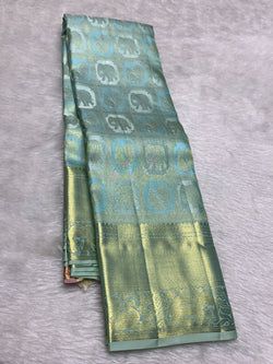 Phenomenal Sky Pure Zari Weaving Banarasi Silk Saree With Proficient Blouse Piece