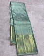 Phenomenal Sky Pure Zari Weaving Banarasi Silk Saree With Proficient Blouse Piece