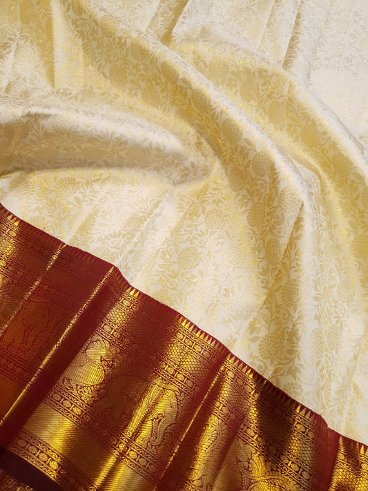 Winsome Beige Pure Banarasi Silk Saree With Ephemeral Blouse Piece