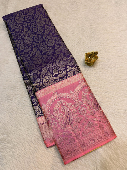 Propinquity Purple Pure Banarasi Silk Saree With Prodigal Blouse Piece