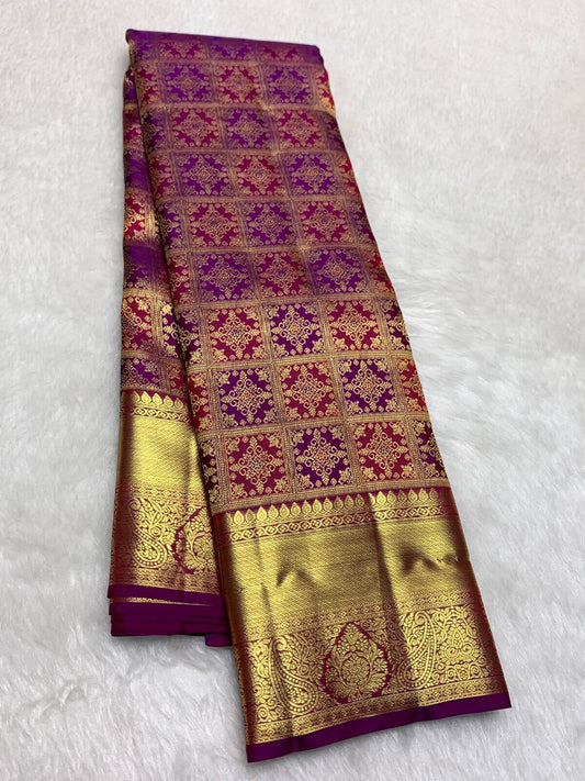 Jazzy Purple Pure Banarasi Silk Saree With Appealing Blouse Piece