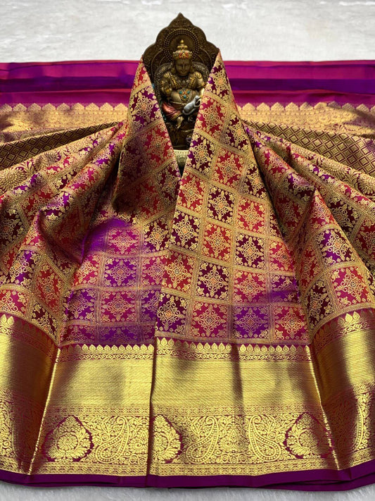 Jazzy Purple Pure Banarasi Silk Saree With Appealing Blouse Piece
