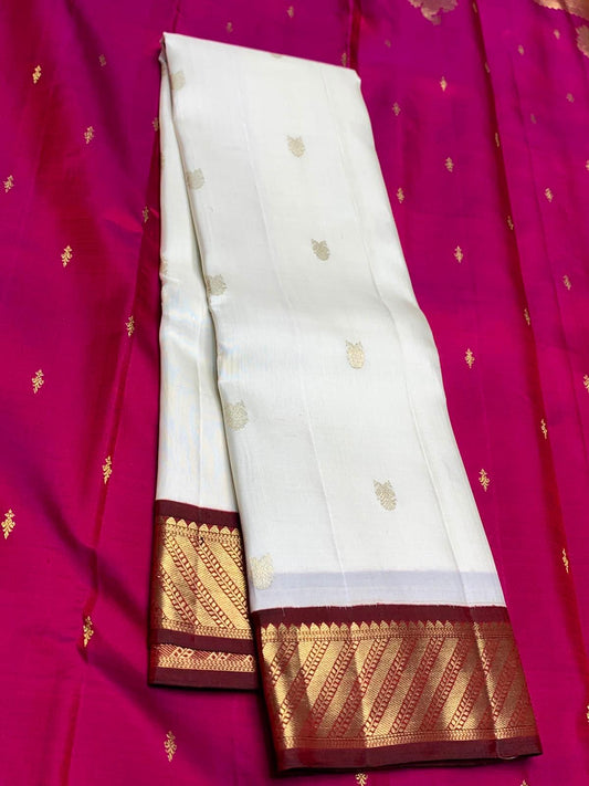 Embellished Beige Pure Banarasi Silk Saree With Sensational Blouse Piece