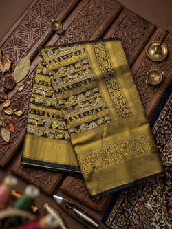 Eloquence Black Pure Banarasi Silk Saree With Smart Blouse Piece
