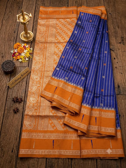 Lassitude Blue Pure Banarasi Silk Saree With Precious Blouse Piece