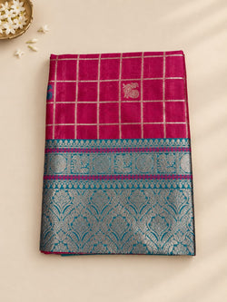 Whimsical Dark Pink Pure Banarasi Silk Saree With Mellifluous Blouse Piece