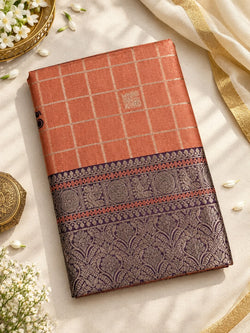 Desirable Peach Pure Banarasi Silk Saree With Epiphany Blouse Piece