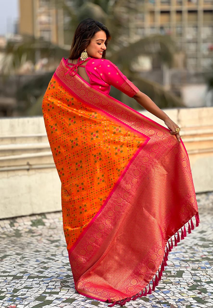 Mellifluous Orange Soft Silk Saree With Pleasant Blouse Piece