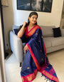 Gorgeous Blue Soft Banarasi Silk Saree With Awesome Blouse Piece