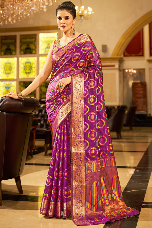 Petrichor Purple Organza Silk Saree With Energetic Blouse Piece