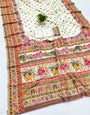 Dulcet Beige Nylon Dola Pashmina Saree With Fancifull Blouse Piece