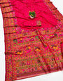 Surreptitious Dark Pink Nylon Dola Pashmina Saree With Efflorescence Blouse Piece