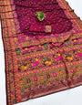 Ethereal Wine Nylon Dola Pashmina Saree With Eye-catching Blouse Piece