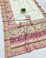 Breathtaking Beige Nylon Dola Pashmina Saree With Rhapsodic Blouse Piece
