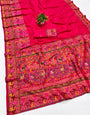 Super classy Dark Pink Nylon Dola Pashmina Saree With Transcendent Blouse Piece