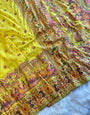 Pretty Yellow Nylon Dola Pashmina Saree With Ethnic Blouse Piece