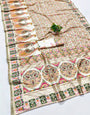 Woebegone Beige Nylon Dola Pashmina Saree With Gratifying Blouse Piece