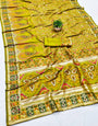 Super extravagant Mehandi Nylon Dola Pashmina Saree With Embrocation Blouse Piece