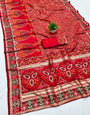 Serendipity Red Nylon Dola Pashmina Saree With Beguiling Blouse Piece