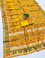 Effulgent Yellow Nylon Dola Pashmina Saree With Allure Blouse Piece