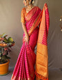 Flamboyant Dark Pink Soft Banarasi Silk Saree With Exceptional Blouse Piece
