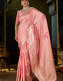 Majestic Peach Pure Zari Weaving Banarasi Silk Saree With Capricious Blouse Piece
