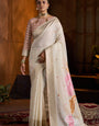 Demesne Beige Cotton Silk Saree With Engrossing Blouse Piece
