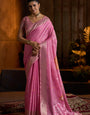 Opulent Dark Pink Cotton Silk Saree With Ornate Blouse Piece