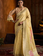 Groovy Yellow Cotton Silk Saree With Alluring Blouse Piece