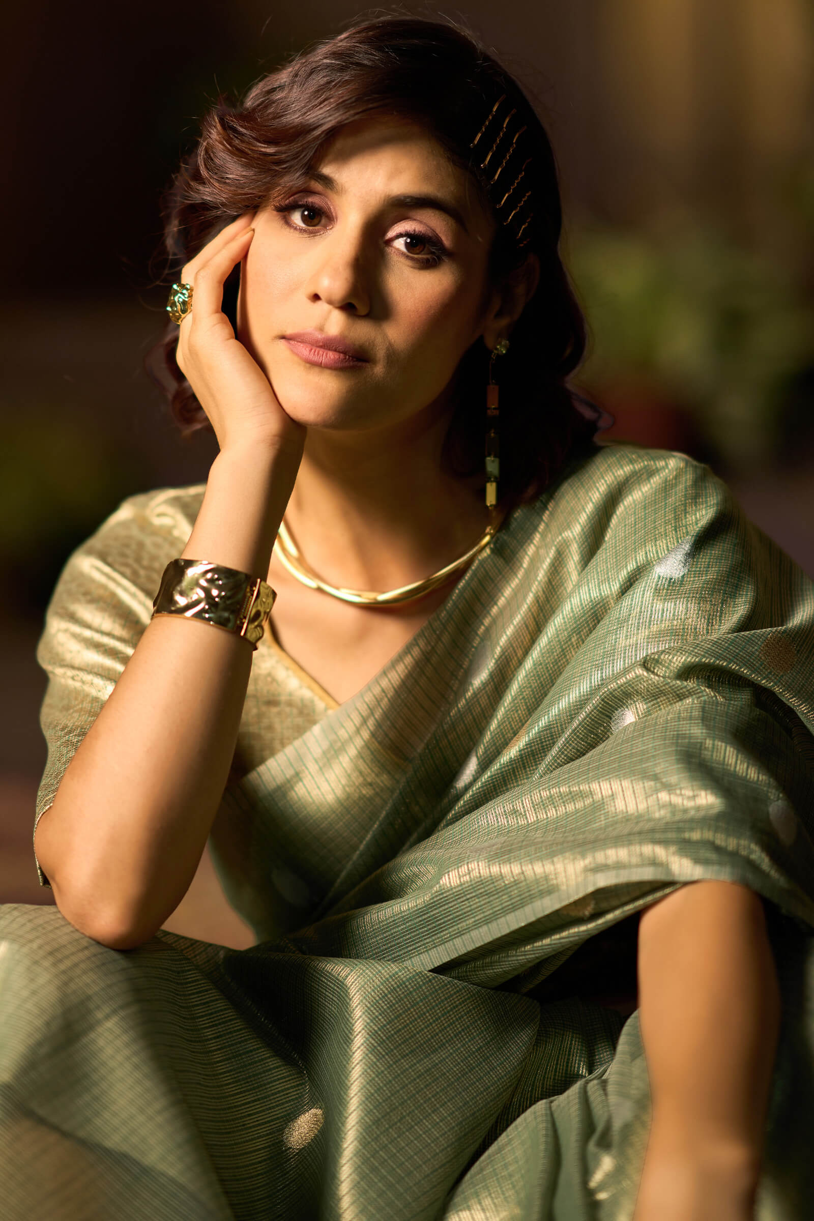 Innovative Sea Green Soft Banarasi Tissue Silk Saree With Majestic Blouse Piece