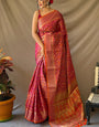 Adoring Dark Pink Patola Silk Saree with Exemplary Blouse Piece