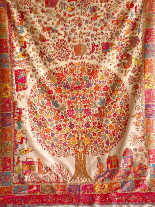 Luxuriant Beige Pashmina Saree With Surreptitious Blouse Piece