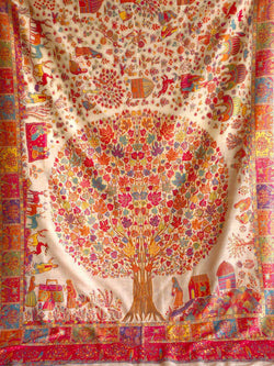 Luxuriant Beige Pashmina Saree With Surreptitious Blouse Piece