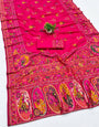 Radiant Dark Pink Nylon Dola Pashmina Saree With Traditional Blouse Piece