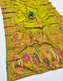 Beauteous Mehandi Nylon Dola Pashmina Saree With Chatoyant Blouse Piece