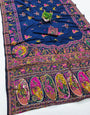Most Seraglio Navy Blue Nylon Dola Pashmina Saree With Pleasurable Blouse Piece